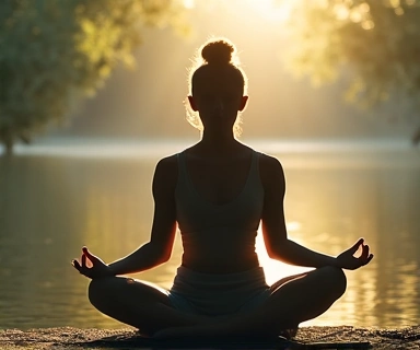 A person meditating, representing mindful eating.