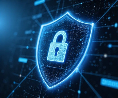 A lock icon over a shield, symbolizing data privacy and security.