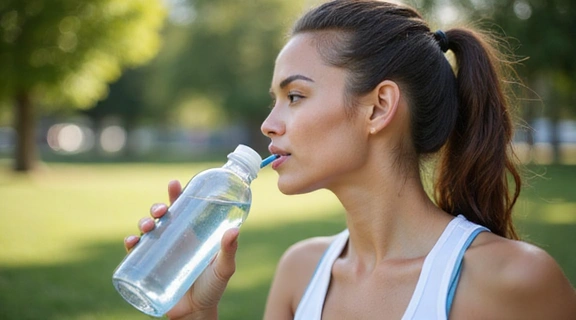 Image of a person drinking water after exercise