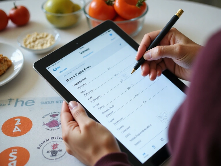 A person filling out a form on a tablet, symbolizing data collection.