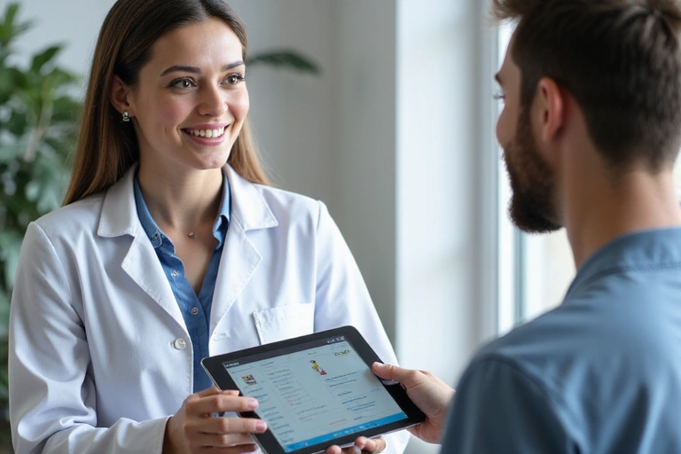 Doctor and patient discussing health information