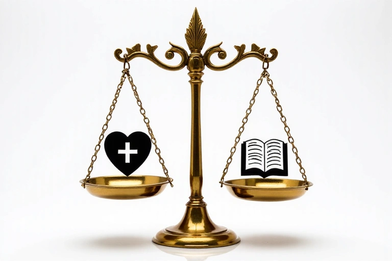 Scales balancing health and information