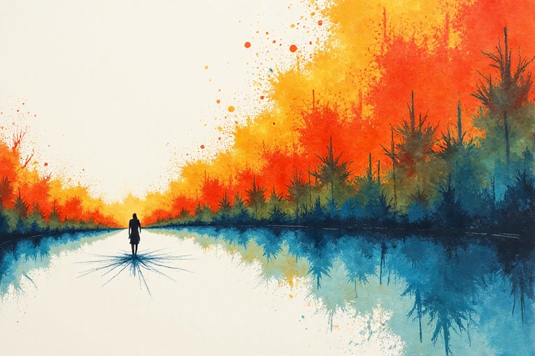 Abstract representation of 'before' (stress, low energy) and 'after' (vibrant, energetic) transformation.