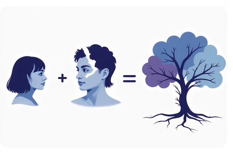 Abstract representation of 'before' (joint pain, stiffness) and 'after' (flexibility, movement) transformation.